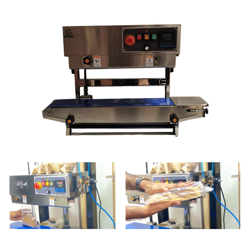 3 kg SS Vertical Type Continuous Band Sealer with Nitrogen Flush 500W